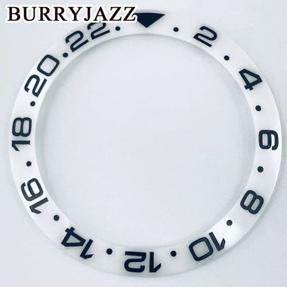 BURRYJAZZ 38mm White Sloping Diving GMT Automatic Watch with Ceramic Bezel Insert and Sub Bezel Insert for 40mm Cases, NH35 and NH34, Color: White, Parallel Import