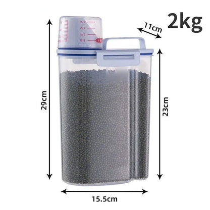 1.5kg/2kg Plastic Storage Container for Dog and Cat Food, with Measuring Cup, Moisture-Proof Sealed Jar, Pet Supplies Accessory, Color: Parallel Import