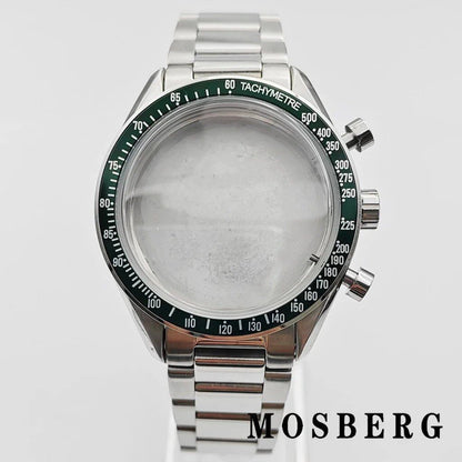 40mm Silver Watch Case with Stainless Steel Bezel for VK63, Parallel Import