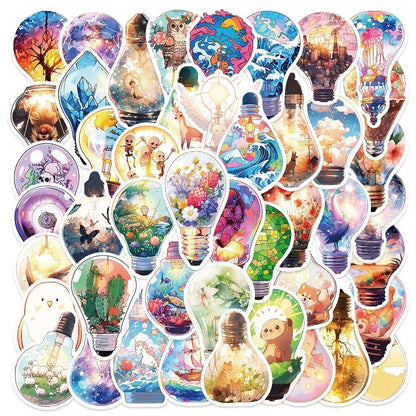 10/30/50 Sheets INS-Style Fantastic Light Bulb World Cartoon Art Stickers, Cute Decals for Laptops, Graffiti Girl Gradient Stickers, Toy Colors, Parallel Import