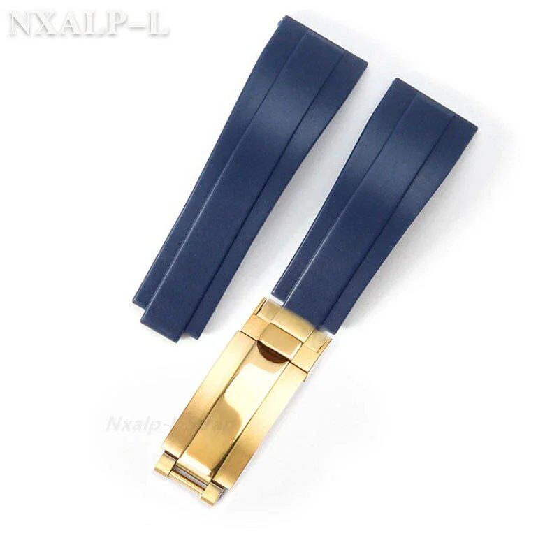 20mm Silicone Rubber Dive Watch Strap Bracelet for Rolex Daytona, Submariner, GMT, and Yacht-Master, 9x9mm, Fine-Adjust Buckle, Size: No Logo; Band Color: Black; Band Width: 20mm, Parallel Import