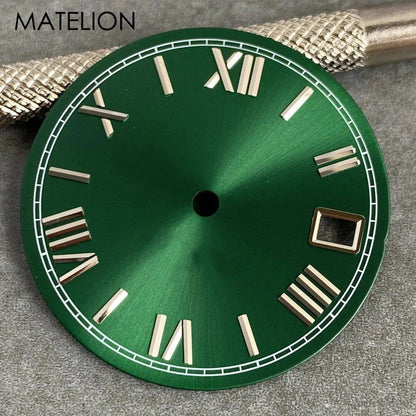 29mm Sunburst Dial Roman Dial Compatible with NH35, NH36, NH38, NH70, NH71, NH72, 4R35, and 4R36 Automatic Movement with Metallic Markers and DJ Hands (Parallel Import)