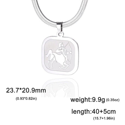 Women's 12 Zodiac Signs Necklace, Stainless Steel, Horoscope, Zodiac Pendant, Medallion, Snake Chain, Birthday Jewelry, "My Shape," 50cm Long; Metal Color: Parallel Import
