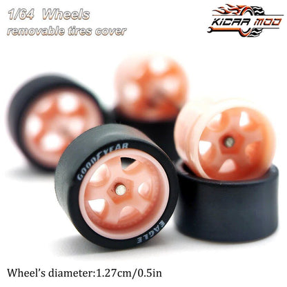 1/64 Scale Work S1 Rubber Tire Wheels, Large Size, Diecast Model Car Modification Parts for Hot Wheels, Matchbox, and Tomica, D:13mm, 1 Set, Parallel Import
