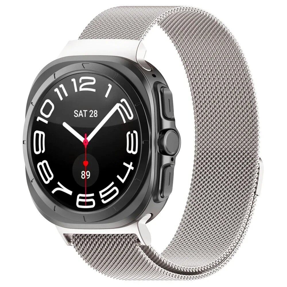 Stainless Steel Milanese Loop Magnetic Bracelet for Samsung Galaxy Watch Ultra 47mm, Gapless, Compatible with 7 Ultra, Watch Band Accessory, Band Color: 0; Galaxy 7 Ultra 47mm Band Width, Parallel Import