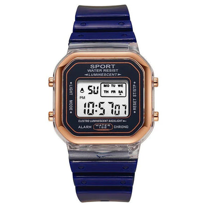 Fashion Brand Student-Friendly Transparent Electronic Watch, Candy Color LED, Women's Sports, Waterproof, Gift, Parallel Import