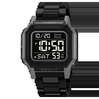 SKMEI Men's Waterproof Sports Watch with Countdown Stopwatch, Digital Watch, Dual Time Display, Fashionable Men's Clock; Imported