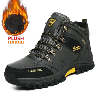 Men's brand-name winter snow boots, waterproof leather sneakers, ultra-warm, outdoor hiking boots, and work shoes, sizes 39-47, parallel import