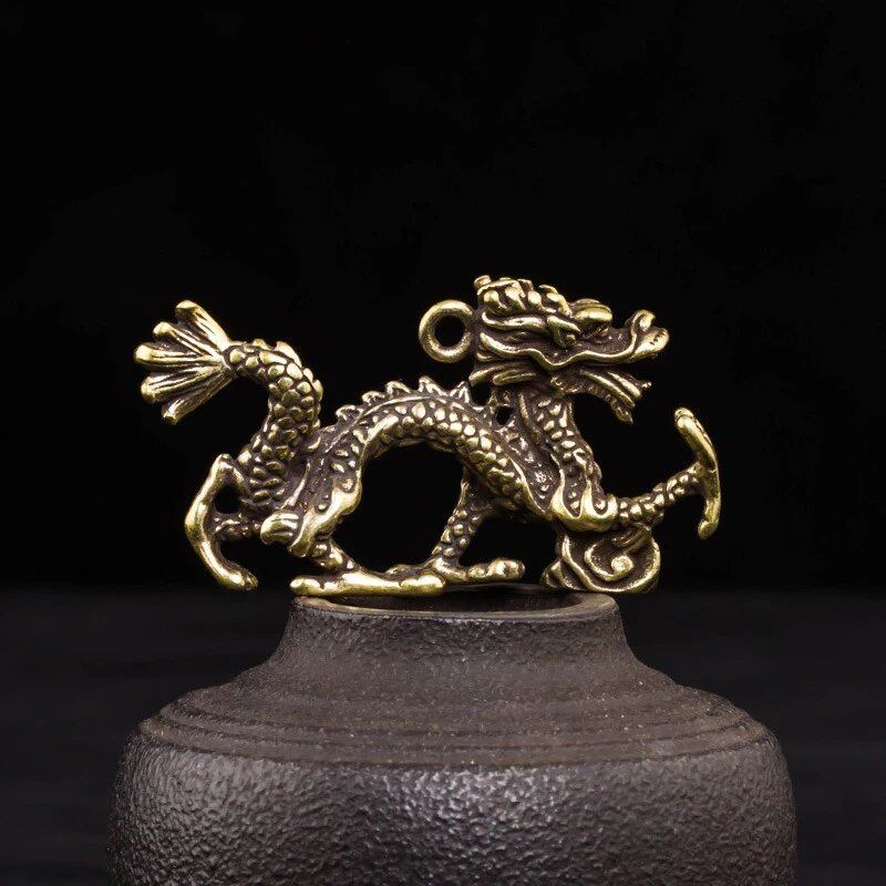 Set of 12 Brass Zodiac Tiger, Dragon, Rat, and Horse Miniature Figurines for DIY Animals, Fairies, Home Decor, Parallel Import