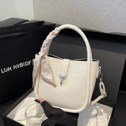 テクスチャード レディース PU バケットバッグ ソリッド 大容量 コンポジットバッグ 女性用 カジュアル 多機能 通勤 クロスボディパック レディース 2024 サイズ：ミニ（最大長さ20cm未満）; 並行輸入品