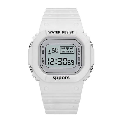 YIKAZE Sports Watch, Unisex, Student-Friendly, LED Electronic Watch, Colorful Square Shape, Waterproof, Rubber Strap, Parallel Import
