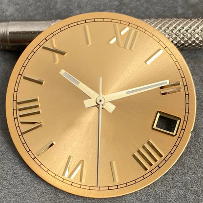 MATELION 29mm Steel Roman Numeral Sunburst Dial with Black, Blue, Gold, or Silver Dial, Compatible with NH35 and NH36 Automatic Diver Men's Watches, Parallel Import
