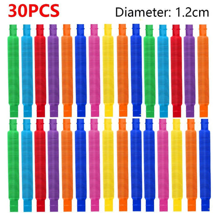 Set of 10/20/30 Colorful Pop Tubes, Rainbow, Fidget Toy, Expandable Plastic Stretch Pipes, Stress Relief Toy, Pressure Relief Toy, Gift, Color: cm, Parallel Import