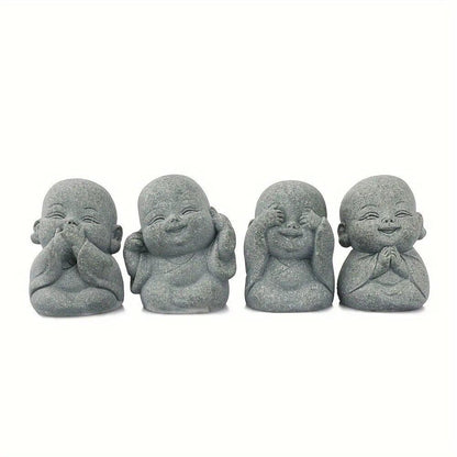 仏像石像 小さな僧侶 チベット仏教フィギュア 禅ガーデンオーナメント 瞑想 ホームアクアリウム装飾 カラー：4ピースセット 並行輸入品仏像石像 小さな僧侶 チベット仏教フィギュア 禅ガーデンオーナメント 瞑想 ホームアクアリウム装飾 カラー：4ピースセット 並行輸入品
