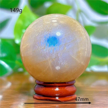 Moonstone Sphere Crystal, Natural Quartz Stone, Home Decor, Mineral, Reiki, Craft, Gift, Energy, Healing, Spiritual, Love, with Stand, Parallel Import
