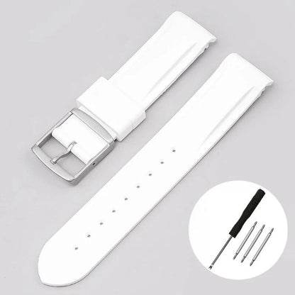 New 20mm Bent End Rubber Watch Strap for Omega Moonwatch, Joint Constellation, Men's Waterproof Sports Watch Band, Band Color: 20mm; Band Width: 20mm, Parallel Import