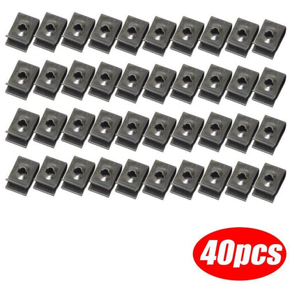 10/20/30/40 Pieces Car Screw Base U-Clips, Car Modification Fasteners, Metal Fender Bumper Protection Clips, Interior Accessories, Color Name: Parallel Import