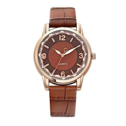 Leather Strap Women's Watch with Polygonal Glass, Luxury Quartz Watch, Creative Fashion, Parallel Import