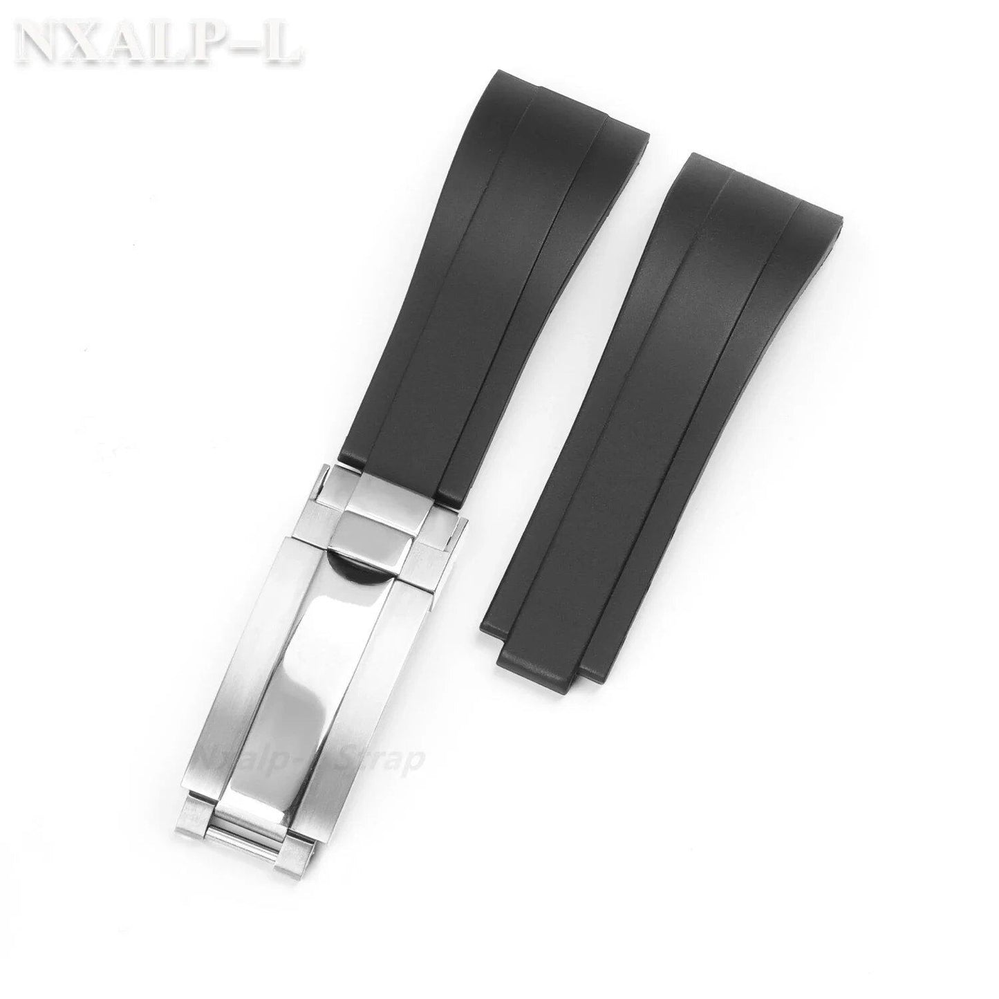 20mm Silicone Rubber Dive Watch Strap Bracelet for Rolex Daytona, Submariner, GMT, and Yacht-Master, 9x9mm, Fine-Adjust Buckle, Size: No Logo; Band Color: Black; Band Width: 20mm, Parallel Import