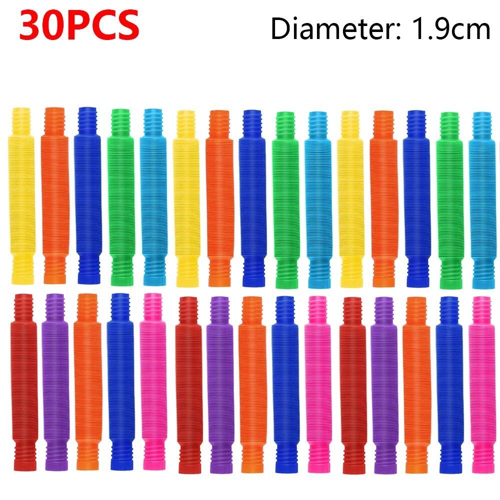 Set of 10/20/30 Colorful Pop Tubes, Rainbow, Fidget Toy, Expandable Plastic Stretch Pipes, Stress Relief Toy, Pressure Relief Toy, Gift, Color: cm, Parallel Import