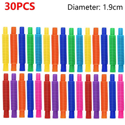 Set of 10/20/30 Colorful Pop Tubes, Rainbow, Fidget Toy, Expandable Plastic Stretch Pipes, Stress Relief Toy, Pressure Relief Toy, Gift, Color: cm, Parallel Import