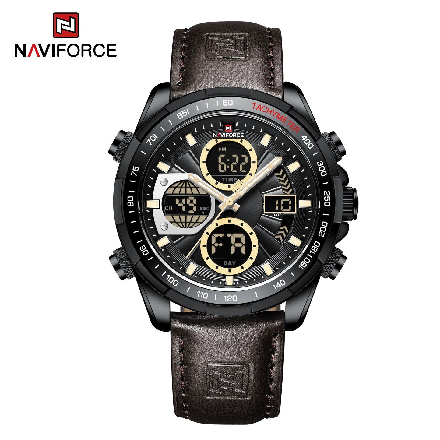 NAVIFORCE Men's Fashion Military Watch, Luxury Original Sports Chronograph, Waterproof Quartz Digital Wristwatch, Parallel Import