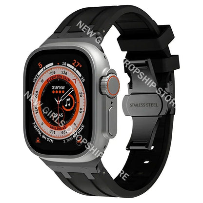 Soft Silicone Strap for Apple Watch Ultra 2/1, Series 10/9/8/7 (49mm/46mm/45mm) - Compatible with iWatch 6/5/4/SE (44mm) - Men's Rubber Band. Band Colors: 46mm, 44mm, 45mm, 49mm. Parallel Import.