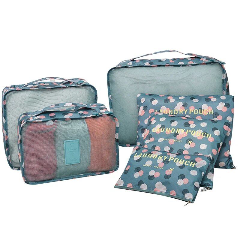 Set of 6 Travel Storage Bags for Clothes, Wardrobe, Suitcase, and Shoe Storage, Packing Cubes, Travel Organization Bags (Parallel Import)