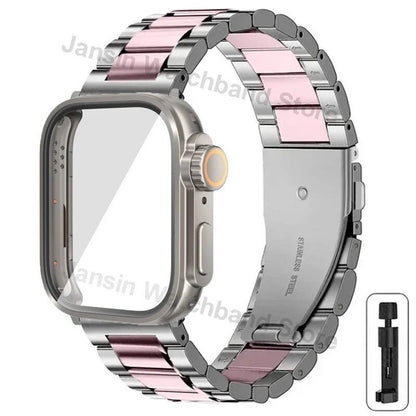 Huawei Watch Fit 4 Pro / Fit 3 / Fit 4 Pro Ultra Rugged Case + Stainless Steel Band Metal Wristband Accessory Band Color: Parallel Import
