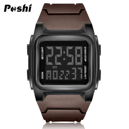 POSHI Original Men's Sports Watch, Luxury Stopwatch, Luminous Alarm, Calendar, Day of the Week, Digital Wristwatch, Model, Color, Parallel Import
