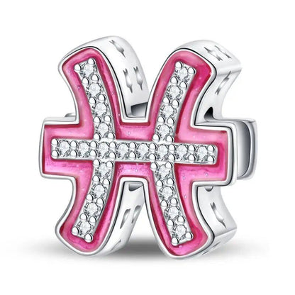 925 Sterling Silver Pink Zircon 12 Zodiac Sign Charm, Compatible with Pandora Original Bracelets, Jewelry Making, Gift for Women, Gem Color: PAC1498 - Parallel Import