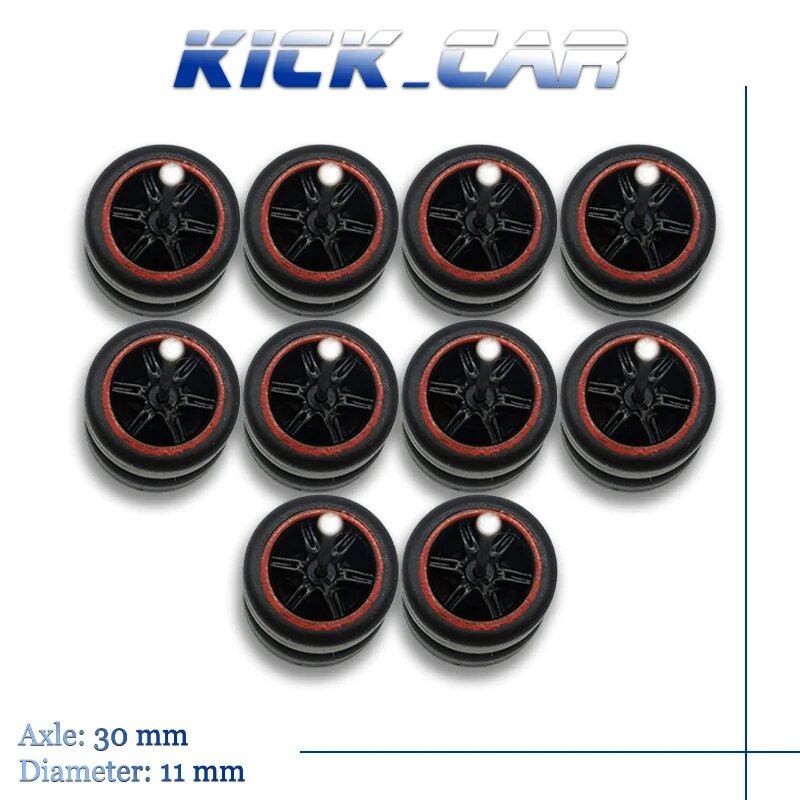 1/64 Scale 6-Spoke Wheel Set with Fixed Rubber Tires for Diecast Model Cars, Hot Wheels Modification Parts (5 Sets for 5 Cars), Color: MMW, Parallel Import