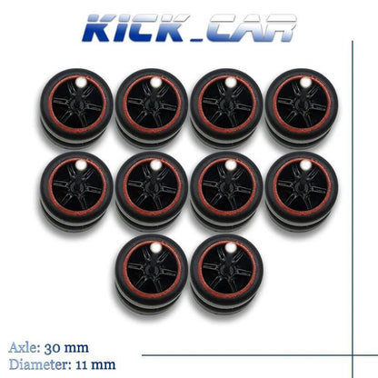 1/64 Scale 6-Spoke Wheel Set with Fixed Rubber Tires for Diecast Model Cars, Hot Wheels Modification Parts (5 Sets for 5 Cars), Color: MMW, Parallel Import