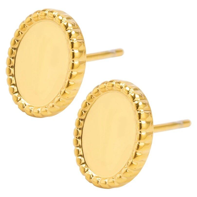 1/2 Pair Ancient Egyptian Sacred Sun Totem Stainless Steel Earrings, Fade-Resistant, Unisex Accessories with Earplugs, Metal Color, Parallel Import