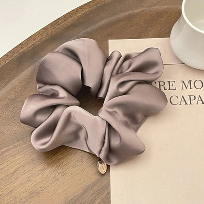 Satin Silk Hair Scrunchie, Black Hair Tie, Women's and Girls' Hair Accessory, Solid Color, Imported