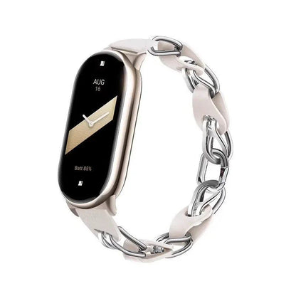 Original Stainless Steel Strap for Xiaomi Mi Band 9 - Fashionable Metal Bracelet for Mi Band 8/NFC Compatible Quick Release Replacement Band, Band Color: Parallel Import