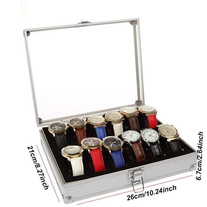 Metallic Aluminum Watch Box - Sale Promotion, Holds 6/12/24 Watches, Aluminum Alloy, Shockproof, Durable Watch Case, Color: Position, Parallel Import