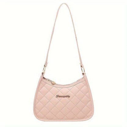 #242 Lombus Quilted Underarm Bag, Women's Hobo Bag, Cute and Fashionable, Small Single Shoulder Bag with Zipper, Casual Shoulder Bag (21), Parallel Import
