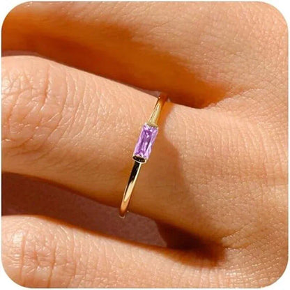 Sparkling 12-Color Birthstone Ring, Stainless Steel, Gold Plated, Zircon, Zodiac Sign, Women's Jewelry, Birthday Gift, Parallel Import