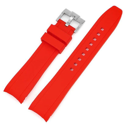 18mm, 19mm, 20mm, 21mm, 22mm Curved End Silicone Rubber Waterproof Universal Strap for Omega Moonwatch Bracelet, Band Color: mm, Parallel Import