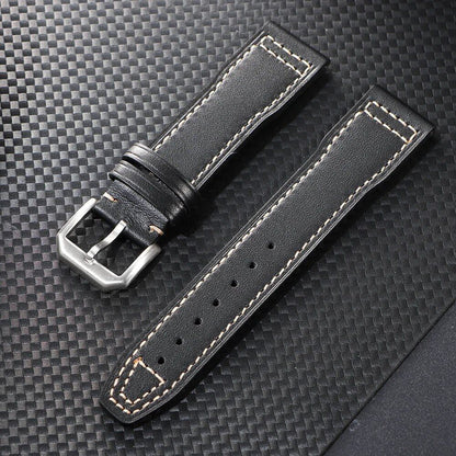 20mm/21mm Genuine Leather Watch Strap for IWC Pilot's Portugieser and Portofino, Cowhide Leather Band for Men and Women, Watch Accessories, Band Color: Brown, Parallel Import