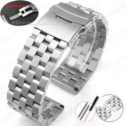 High-quality, full-solid stainless steel watch band, available in sizes 18mm, 20mm, 22mm, 24mm, and 26mm. Includes flat interface, includes tools, and is a metal watch band. Band Color: mm. Parallel import.