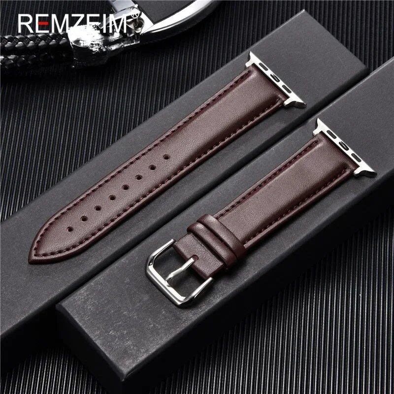 Men's Leather Business Strap for Apple Watch, Compatible with iWatch 10/9/8/7/6/5/SE/Ultra/4/3/2 (46/45/44/42/40/41/49/38mm), Band Color: mm, Parallel Import