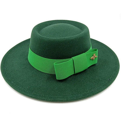 Winter Bowtie Fedora Hat with Textured Surface, Flat Top, and Elastic Band. Red. Men's and Women's Jazz Hat. Sizes: 56-58cm. Ships from: Parallel Import.