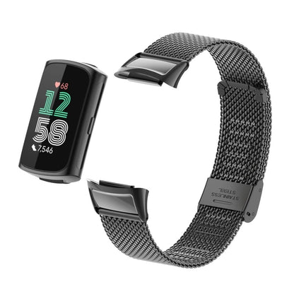 Stainless Steel Metal Strap Bracelet Replacement Smartwatch Band for Fitbit Charge 5/6, Band Color: Black, Band Width: Parallel Import