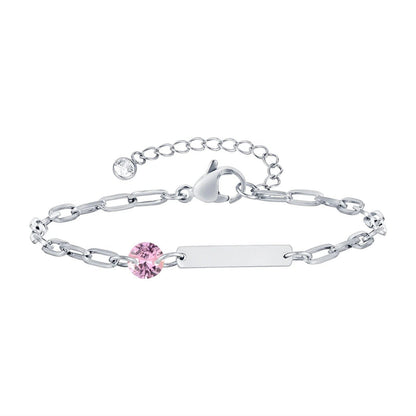 Vnox Zodiac Birthstone Bracelet for Women and Girls, Stainless Steel Rectangular Chain Bracelet with Personalization, Birthday Gift, Metal Color: BR-2085, Parallel Import