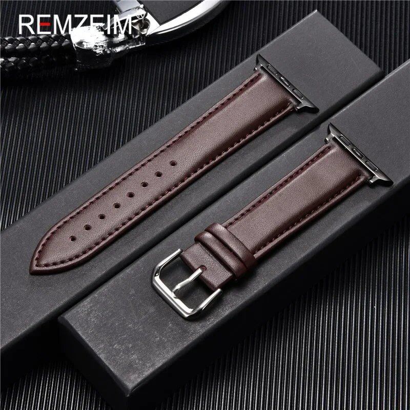 Men's Leather Business Strap for Apple Watch, Compatible with iWatch 10/9/8/7/6/5/SE/Ultra/4/3/2 (46/45/44/42/40/41/49/38mm), Band Color: mm, Parallel Import