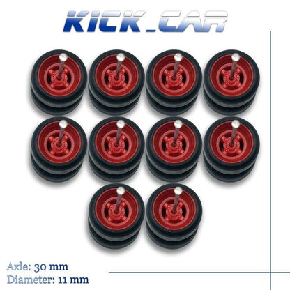 1/64 Scale 4-Spoke Wheels with Fixed Rubber Tires, Custom Parts for Toy Models and Diecast Cars, Compatible with Hot Wheels (Set of 5, for 5 Cars), Color: Parallel Import