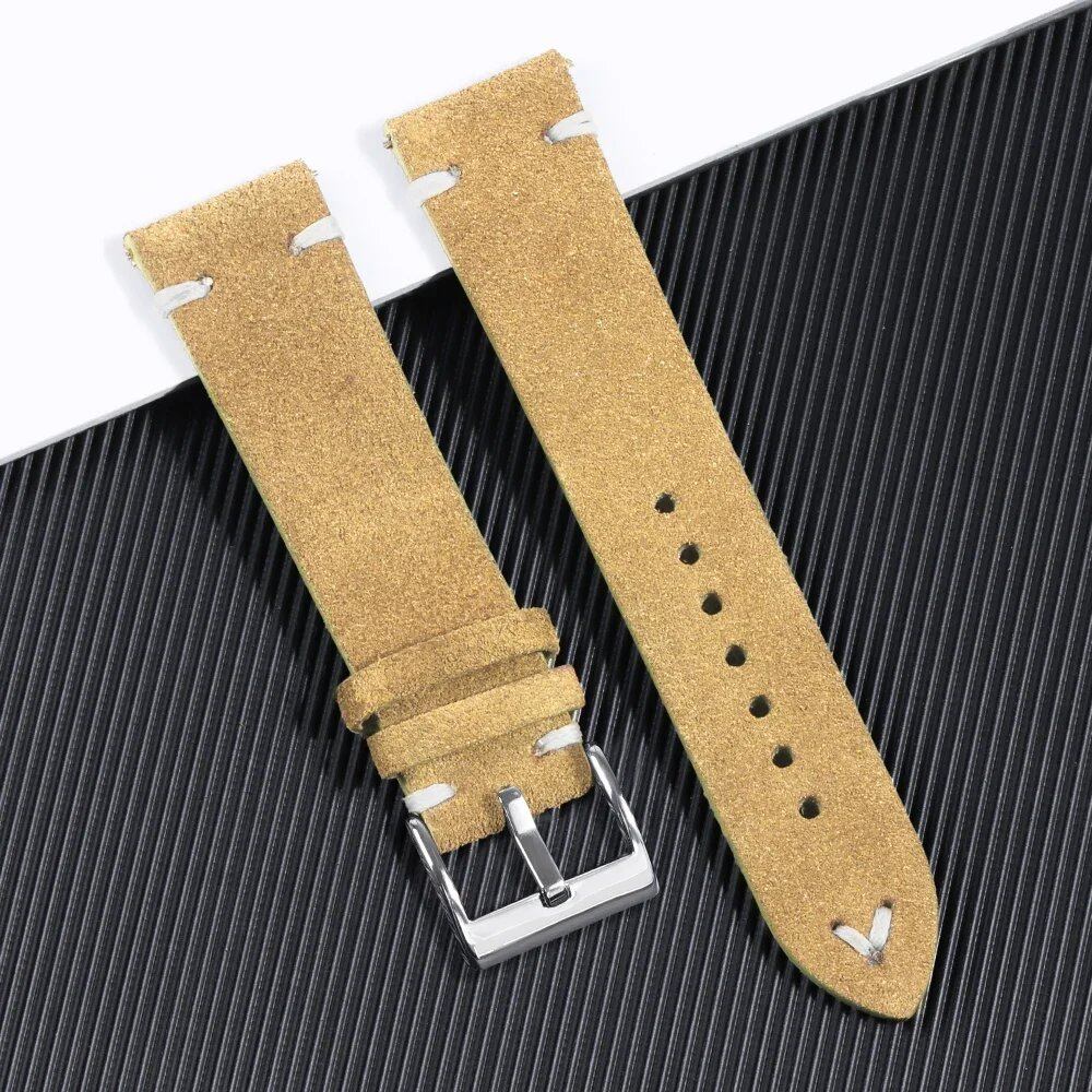 Soft Suede Watch Band, 18mm, 20mm, 22mm Leather Strap, Brown, Blue, Red, Khaki, Replacement Strap, Quick Release, Men's and Women's Bracelet, Band Color: mm, Parallel Import