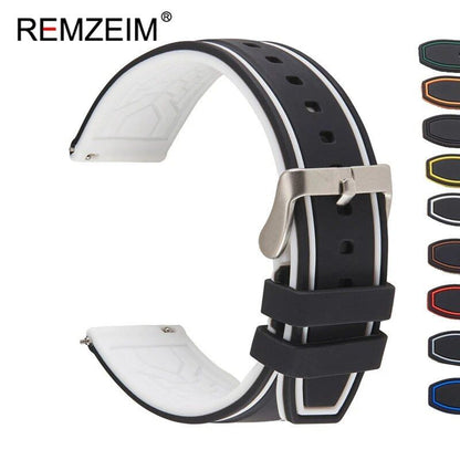 Premium Silicone Watch Band, Quick Release, Rubber, Replacement Watch Strap, Green, 20mm, 22mm, 24mm, Parallel Import